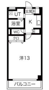 ヒルズ岡本(1K/2階)の間取り写真
