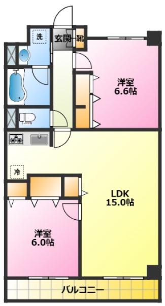 ヴェルレーヴヒサリコ(2LDK/4階)の間取り写真