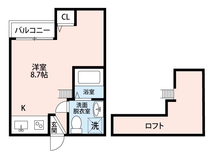 A-STYLE唐人町(1K/1階)の間取り写真
