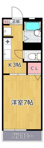 アルカディア宮崎台(1K/2階)の間取り写真