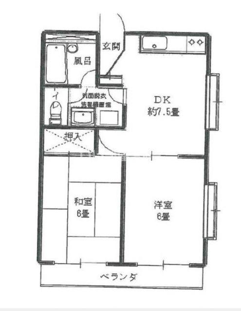 山愛マンション(2DK/1階)の間取り写真