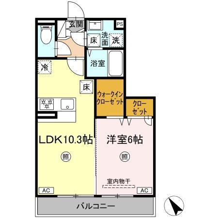D-ROOM柊(1LDK/1階)の間取り写真