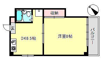 柳本マンション(1DK/2階)の間取り写真