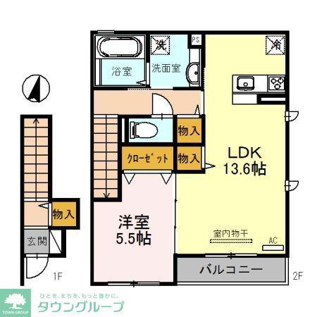 フレシール西大宮(1LDK/2階)の間取り写真