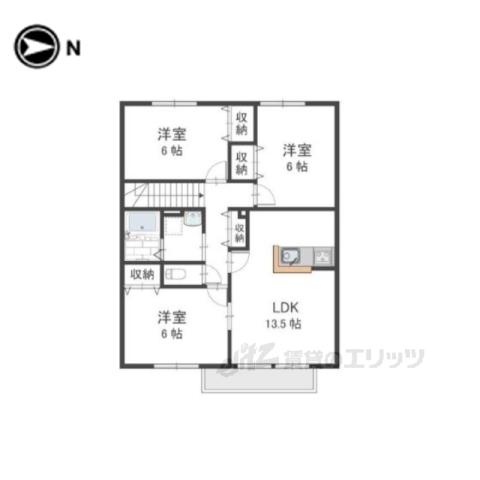 ビィラージュ一条(3LDK/2階)の間取り写真