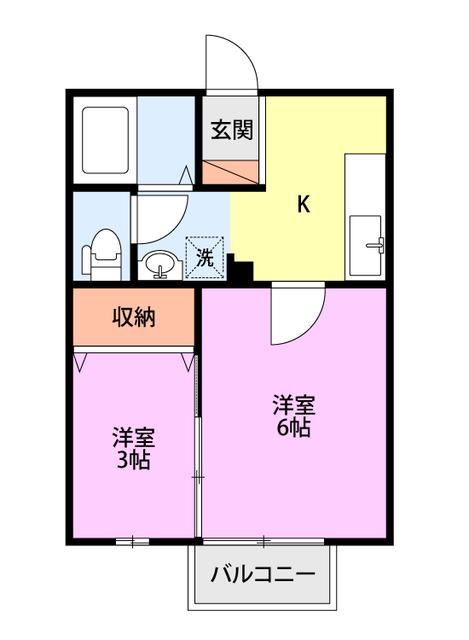 コーポサンシャイン(2K/1階)の間取り写真
