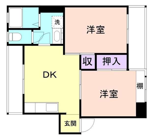 ハイツ有本(2DK/1階)の間取り写真