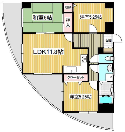 ジャクソンタワー(3LDK/6階)の間取り写真