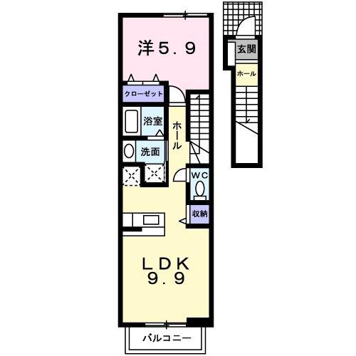 パストラーレ(1LDK/2階)の間取り写真