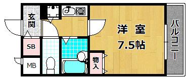 ブライティミル(1K/1階)の間取り写真