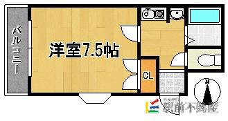 クラージュ舞鶴(1K/9階)の間取り写真