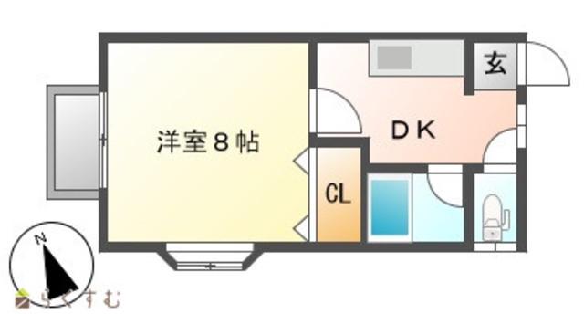 フォレスト希望が丘(1K/2階)の間取り写真