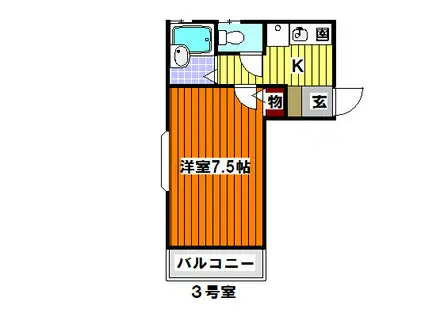 メゾンソレイユ(1K/2階)の間取り写真