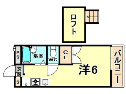 レオパレス夙川(ワンルーム/2階)の間取り写真
