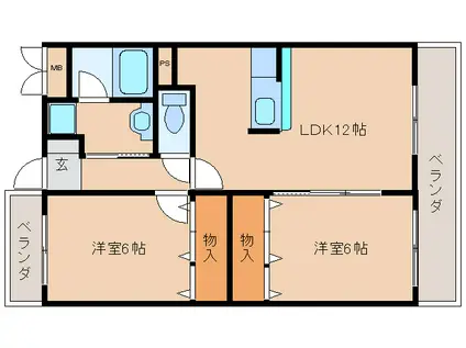セピアコート(2LDK/3階)の間取り写真