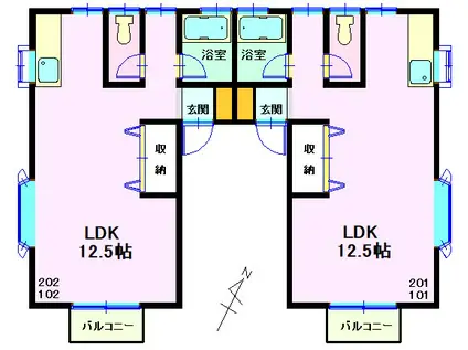 Fハウス(ワンルーム/1階)の間取り写真