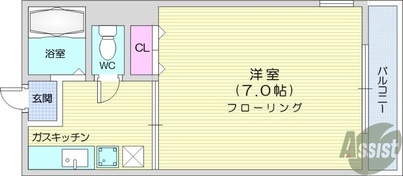 パルハウス北山(1K/1階)の間取り写真