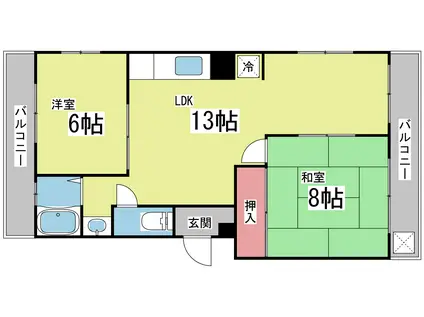 新在家コーポ(2LDK/2階)の間取り写真