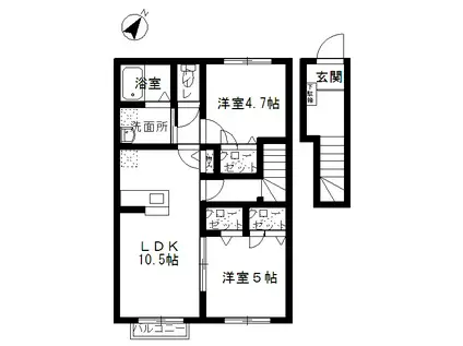 ピースフル カーサ(2LDK/2階)の間取り写真
