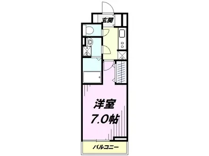 西武拝島線 武蔵砂川駅 徒歩35分 3階建 築8年(1K/3階)の間取り写真