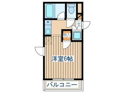 ウエストパレス奈る駒(ワンルーム/2階)の間取り写真