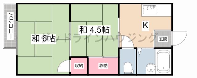 サンライフ・アイF棟(2K/2階)の間取り写真