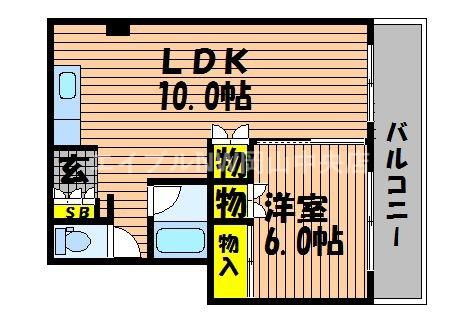 第二鶴身ビル(1LDK/4階)の間取り写真