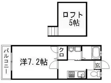APARTMENT Y(1K/2階)の間取り写真