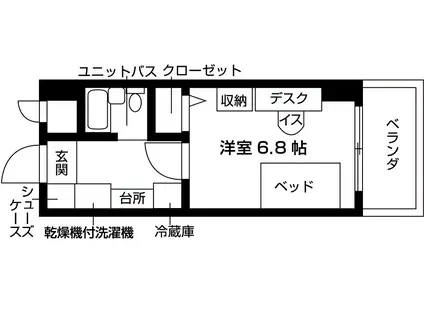 学生会館ゼファー(1K/3階)の間取り写真