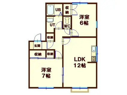 MKレジデンス(2LDK/2階)の間取り写真