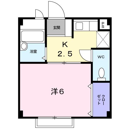 タウニー21(1K/1階)の間取り写真