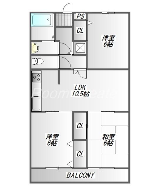 カサコモダPART1(3LDK/1階)の間取り写真