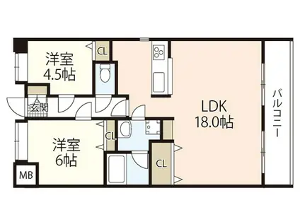 SS八木ハイツ(2LDK/3階)の間取り写真