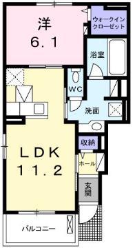 アトランティス(1LDK/1階)の間取り写真