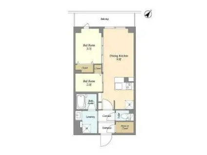 KDXレジデンス田園調布南(2DK/2階)の間取り写真