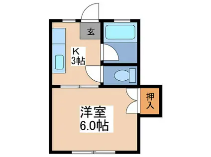 ハイツかめや(1K/2階)の間取り写真