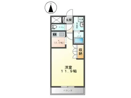 クローバーハウスC(1K/1階)の間取り写真