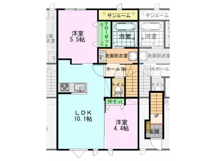 グラン・パレスかほくIX(2LDK/2階)の間取り写真