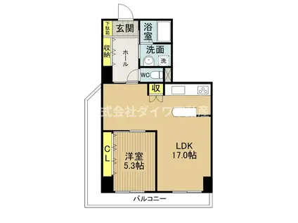 シャンボール康生(1LDK/3階)の間取り写真
