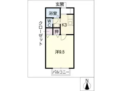 カーサ ベーネ(1K/2階)の間取り写真
