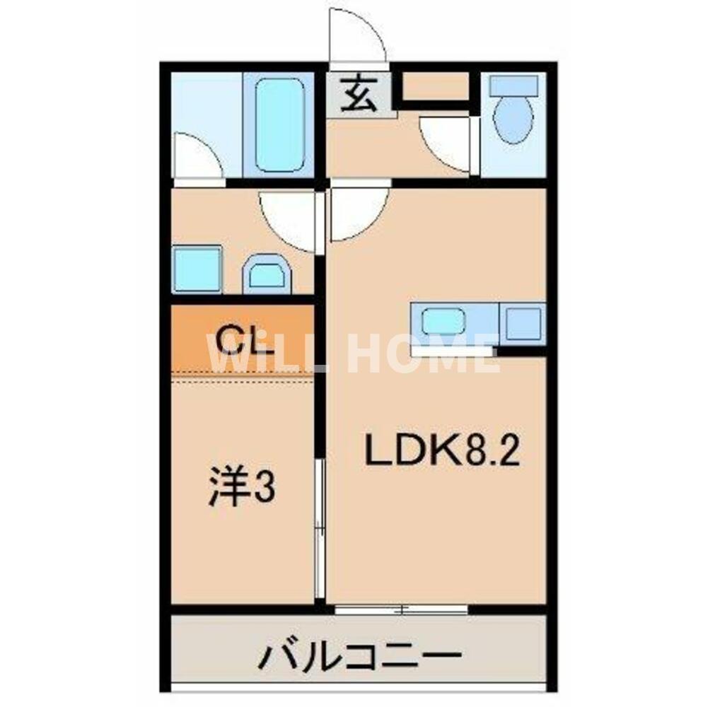 エクストリーム西小二里(1LDK/2階)の間取り写真