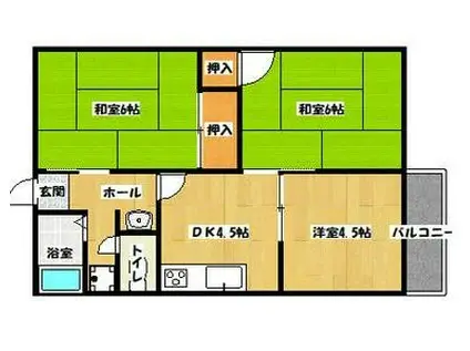 広川ハイツ(3DK/1階)の間取り写真