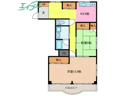 鳥羽リゾートビラ(2K/7階)の間取り写真