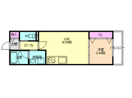 シャルムコート栄本町(1LDK/3階)の間取り写真