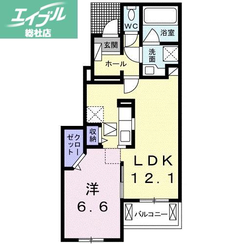 セレーノC(1LDK/1階)の間取り写真