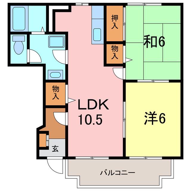 セントレージ横山(2LDK/1階)の間取り写真