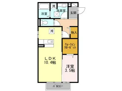 ディアヴェルジュミキA(1LDK/1階)の間取り写真