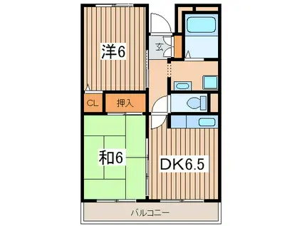 ヴィラアシェンダ(2DK/3階)の間取り写真