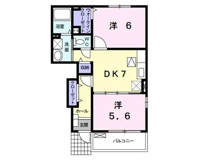 フォンテーヌVIII(2DK/1階)の間取り写真