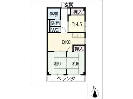 シルクハイツ(3DK/2階)の間取り写真